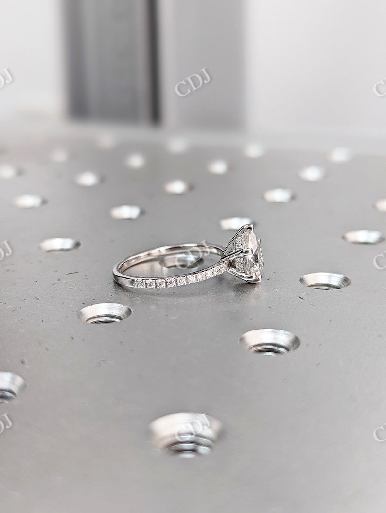 Hidden Halo Pear Cut Moissanite Wedding Ring  customdiamjewel   