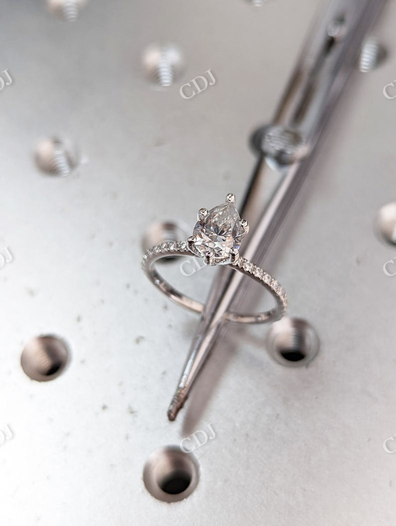 Hidden Halo Pear Cut Moissanite Wedding Ring  customdiamjewel   