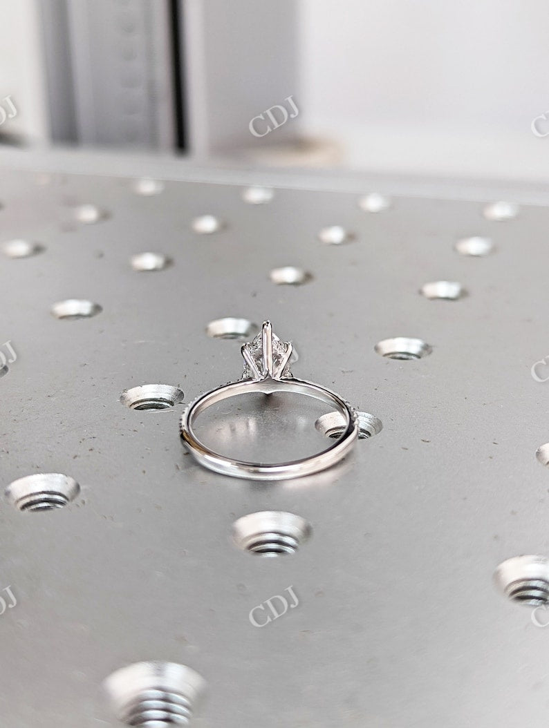 Hidden Halo Pear Cut Moissanite Wedding Ring  customdiamjewel   