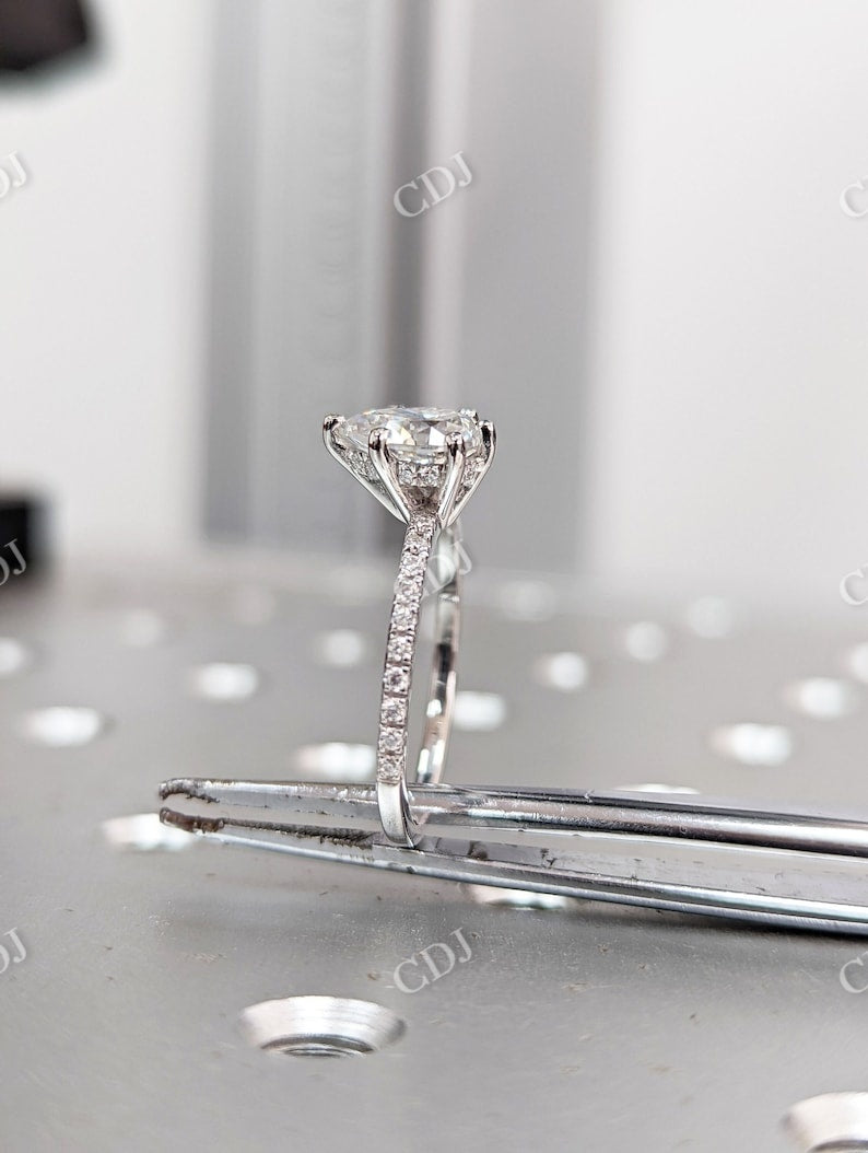 Hidden Halo Pear Cut Moissanite Wedding Ring  customdiamjewel   