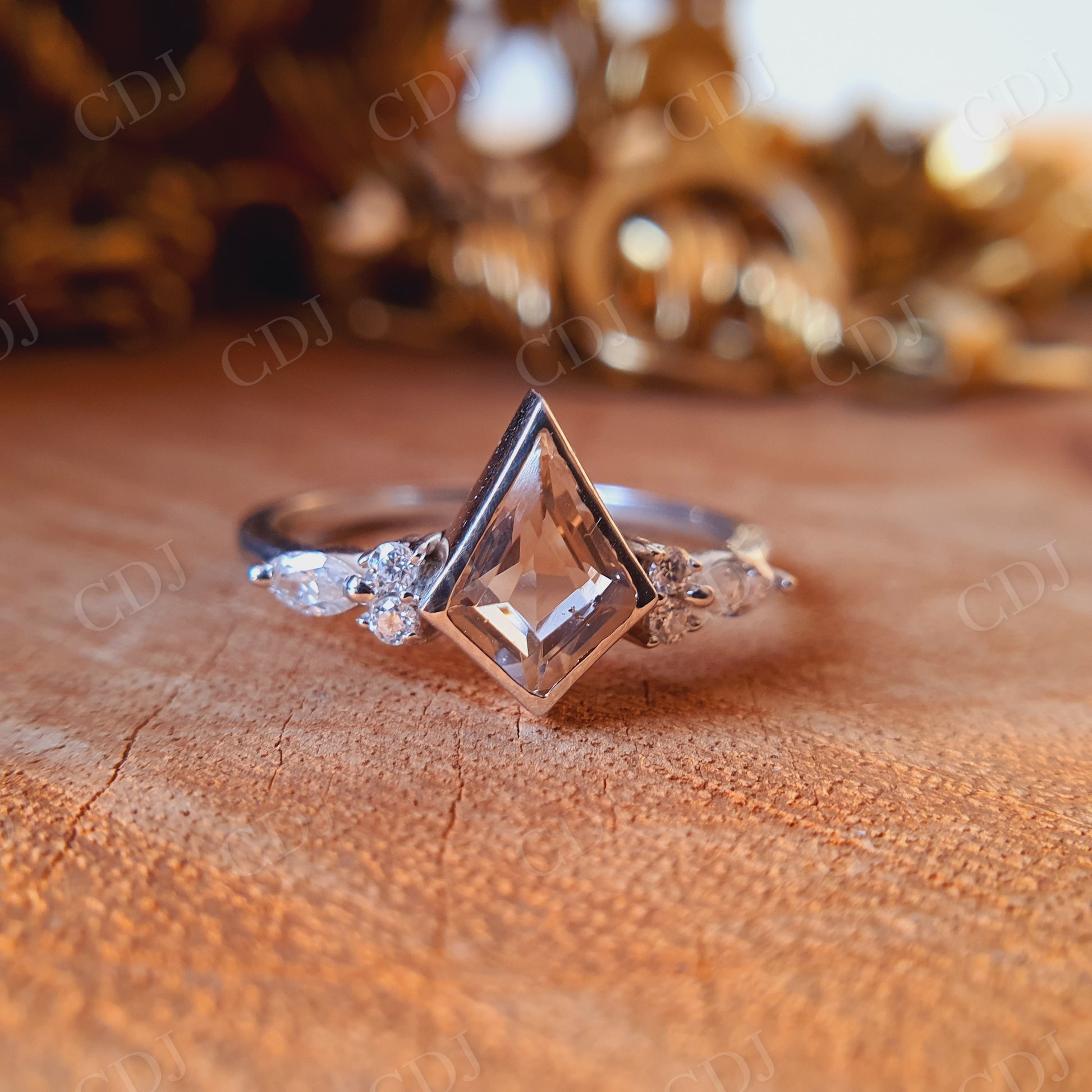 1.60CT Kite cut Moissanite Bridal Ring Set  customdiamjewel   