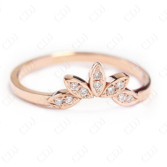 Leaves Shaped Round Moissanite Wedding Band  customdiamjewel 10KT Rose Gold VVS-EF
