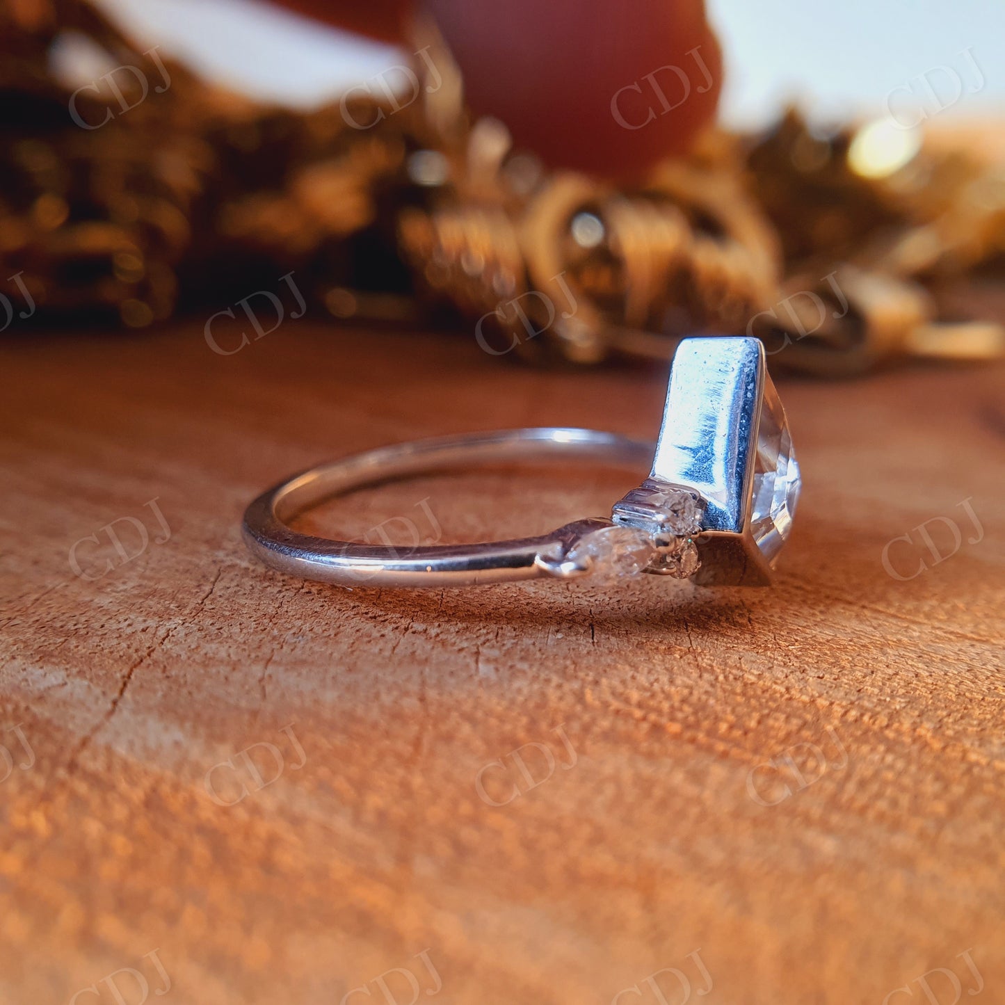 1.60CT Kite cut Moissanite Bridal Ring Set