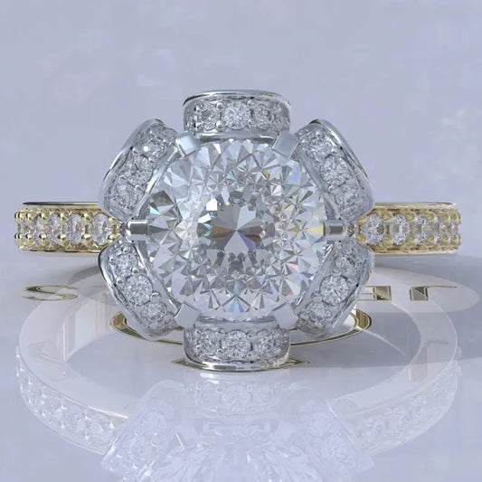 Antique Halo Portuguese Cut Moissanite Ring  customdiamjewel   
