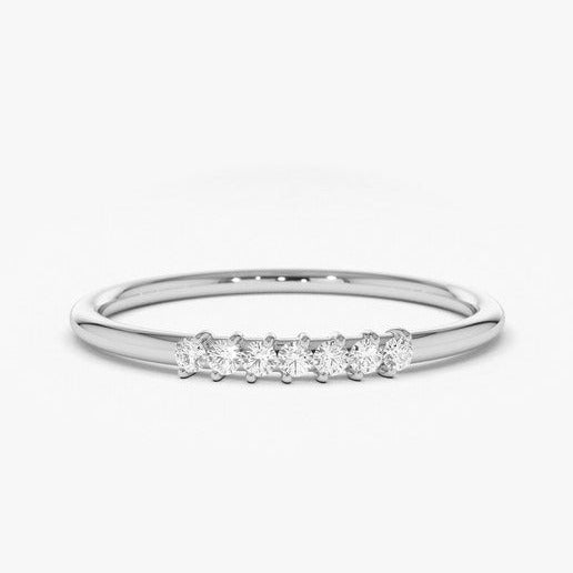 0.10CTW Round Cut Stackable Minimalist Women's Natural Diamond Band  customdiamjewel 10KT White Gold VVS-EF