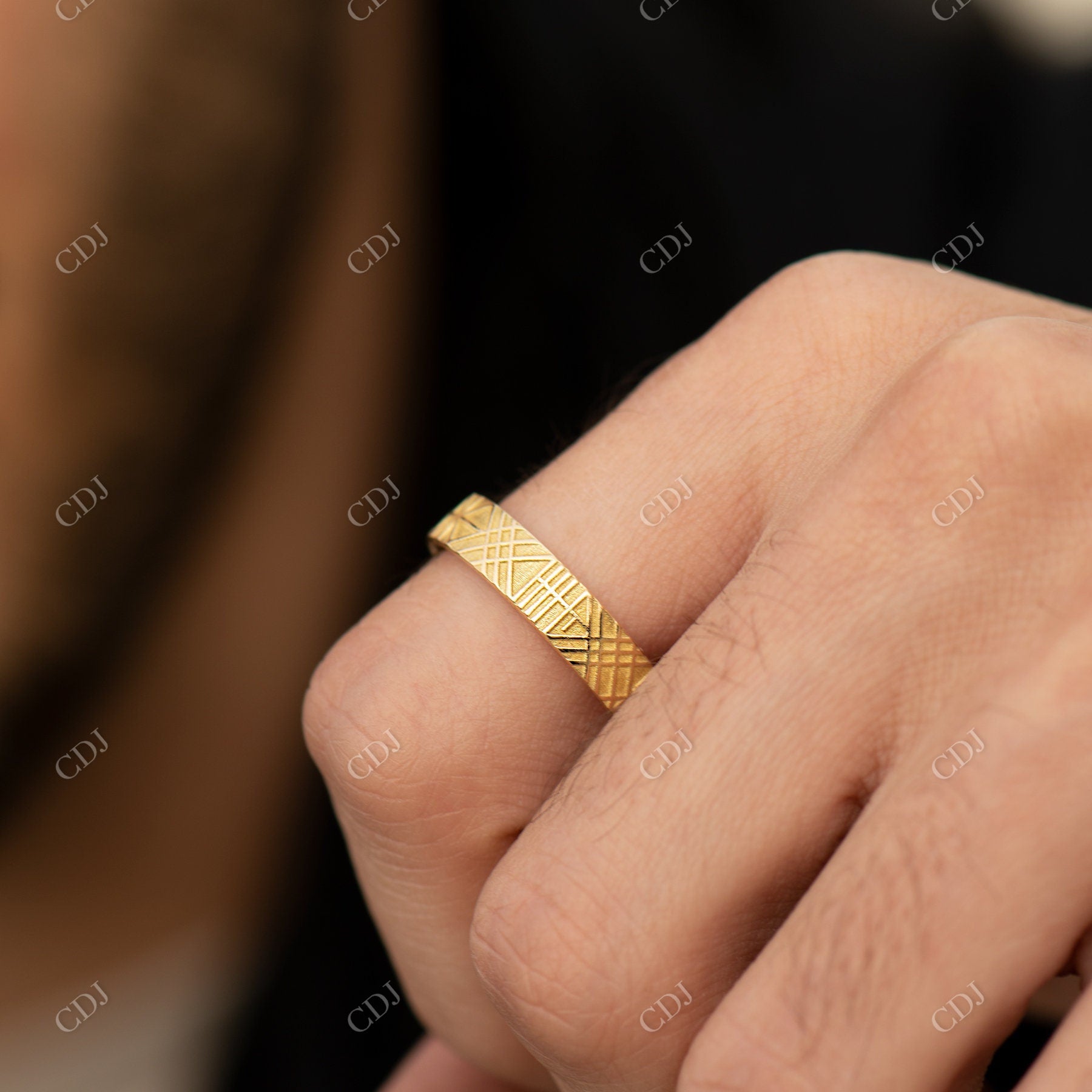 Unique Set of Golden Texture Wedding Bands  customdiamjewel   
