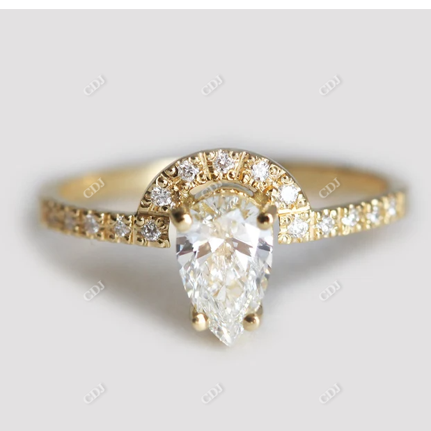 0.75CT Art Deco Pear Cut Moissanite Engagement Ring