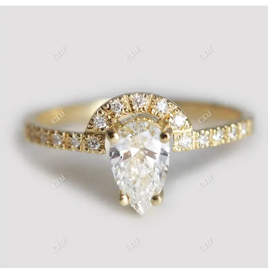 0.75CT Art Deco Pear Cut Moissanite Engagement Ring  customdiamjewel 10KT Yellow Gold VVS-EF