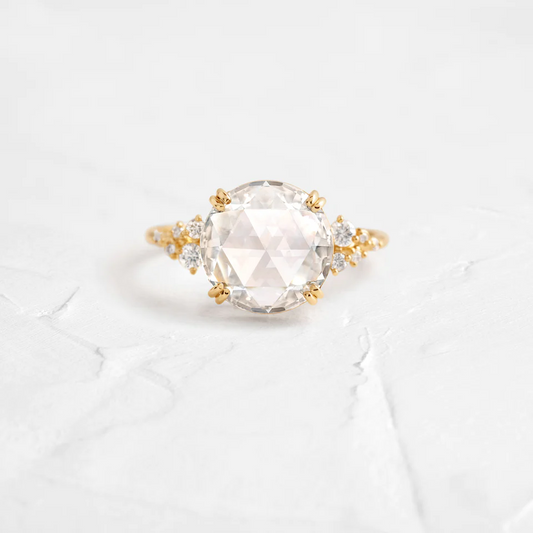 3.51CT Classics Round Rose Cut Moissanite Cluster Ring  customdiamjewel 10KT Yellow Gold VVS-EF