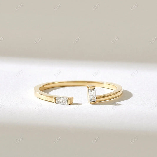 0.10CTW Baguette Lab Grown Diamond Open Cuff Wedding Band  customdiamjewel 10KT Yellow Gold VVS-EF