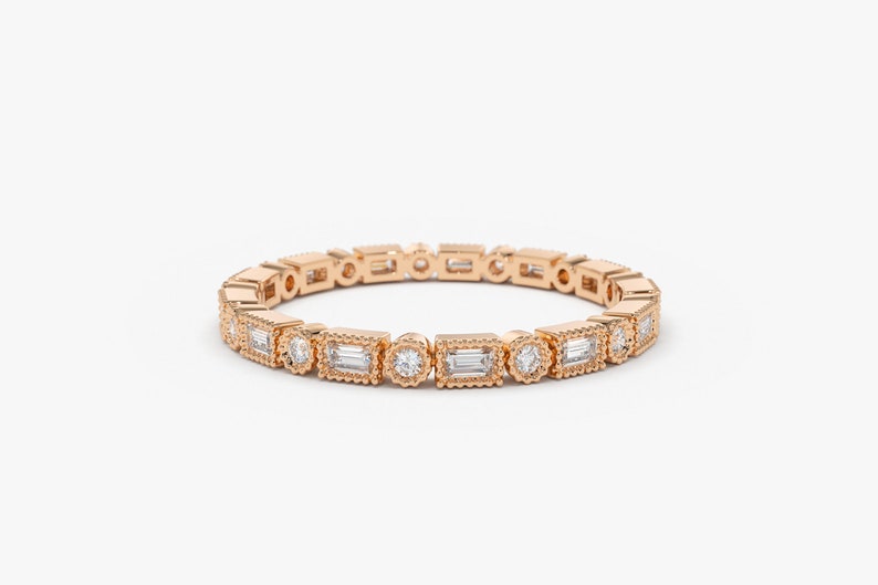 0.50CTW Unique Bezel Set Micro Pave Style Natural Diamond Band  customdiamjewel 10KT Rose Gold VVS-EF