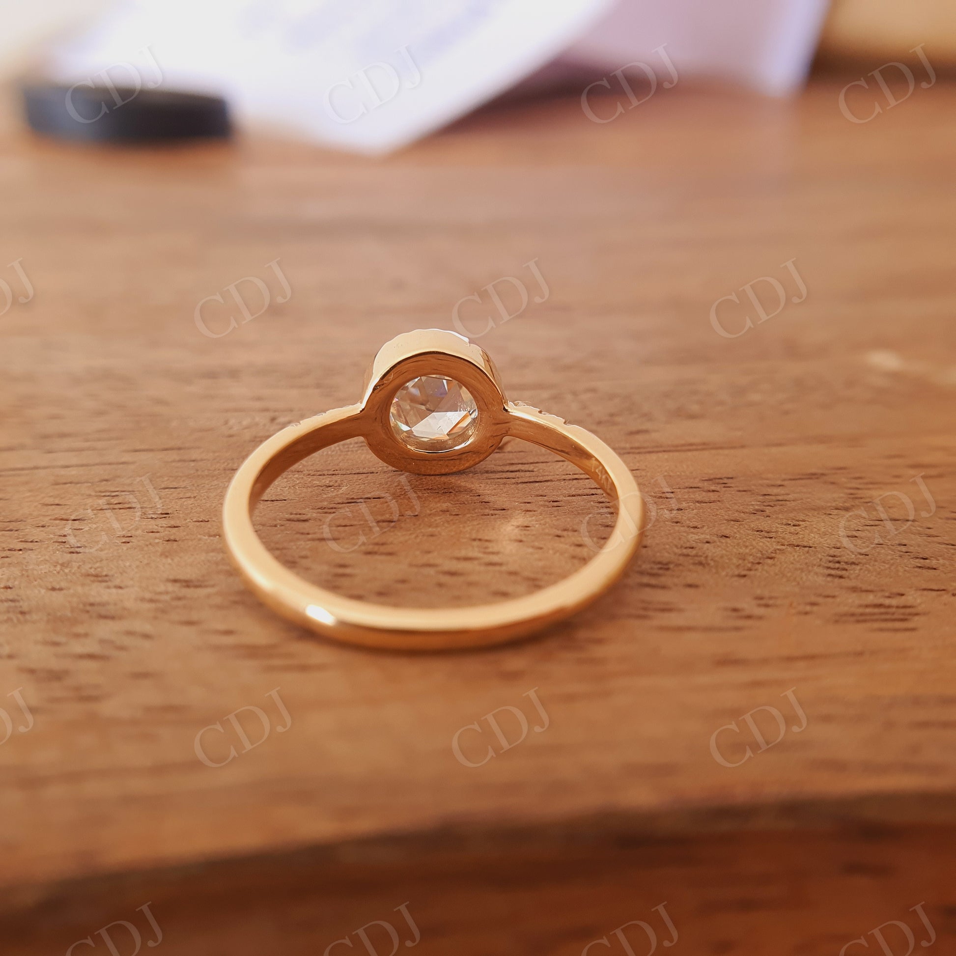 1.25CT Round Rose Cut Moissanite Engagement Ring  customdiamjewel   