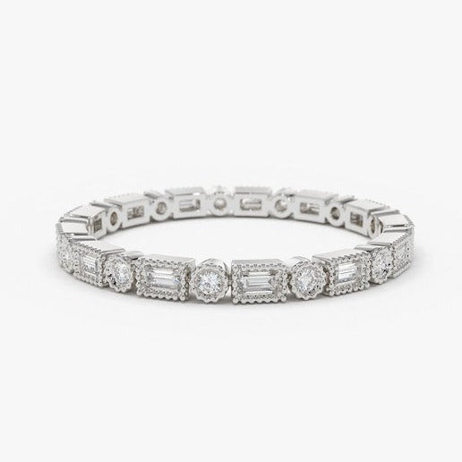 0.50CTW Unique Bezel Set Micro Pave Style Natural Diamond Band  customdiamjewel 10KT White Gold VVS-EF