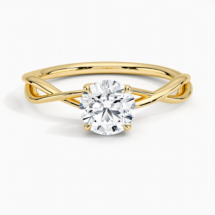2CT Lab Grown Diamond Twisted Solitaire Engagement Ring  customdiamjewel Sterling Silver Yellow Gold VVS-EF