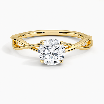 2CT Lab Grown Diamond Twisted Solitaire Engagement Ring  customdiamjewel Sterling Silver Yellow Gold VVS-EF