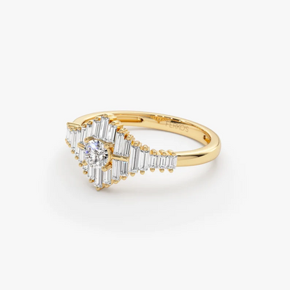 0.82CTW Art Deco Baguette Lab Grown Diamond Wedding Ring  customdiamjewel 10KT Yellow Gold VVS-EF