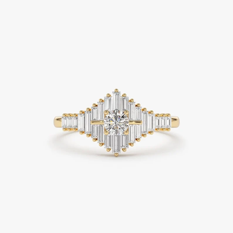 0.82CTW Art Deco Baguette Lab Grown Diamond Wedding Ring  customdiamjewel   
