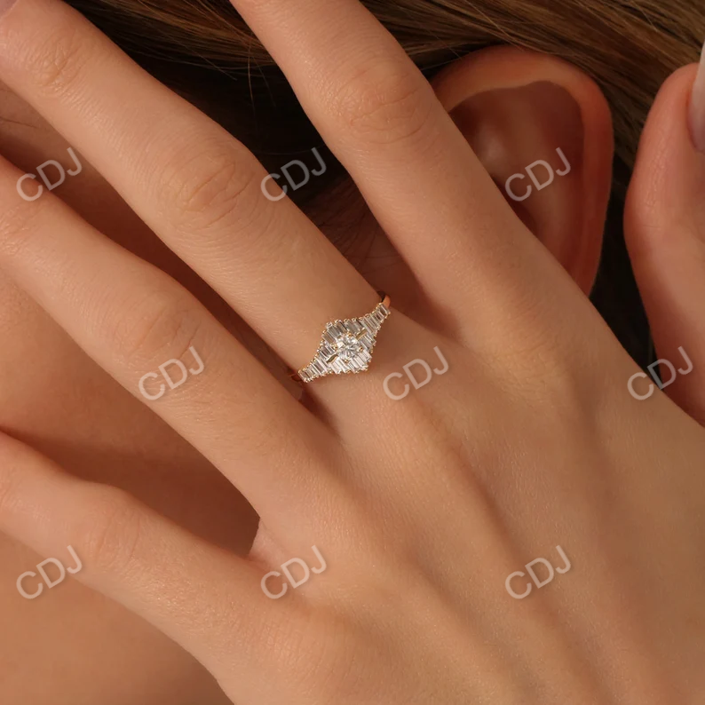 0.82CTW Art Deco Baguette Lab Grown Diamond Wedding Ring  customdiamjewel   