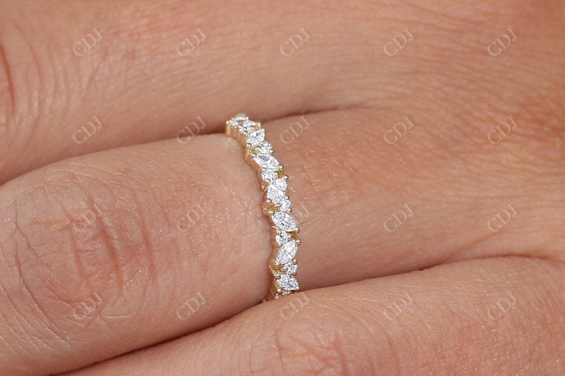 0.35CTW Alternating Marquise Round Lab Grown Diamond Wedding Band  customdiamjewel   