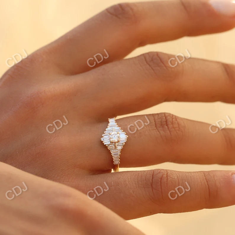 0.82CTW Art Deco Baguette Lab Grown Diamond Wedding Ring  customdiamjewel   