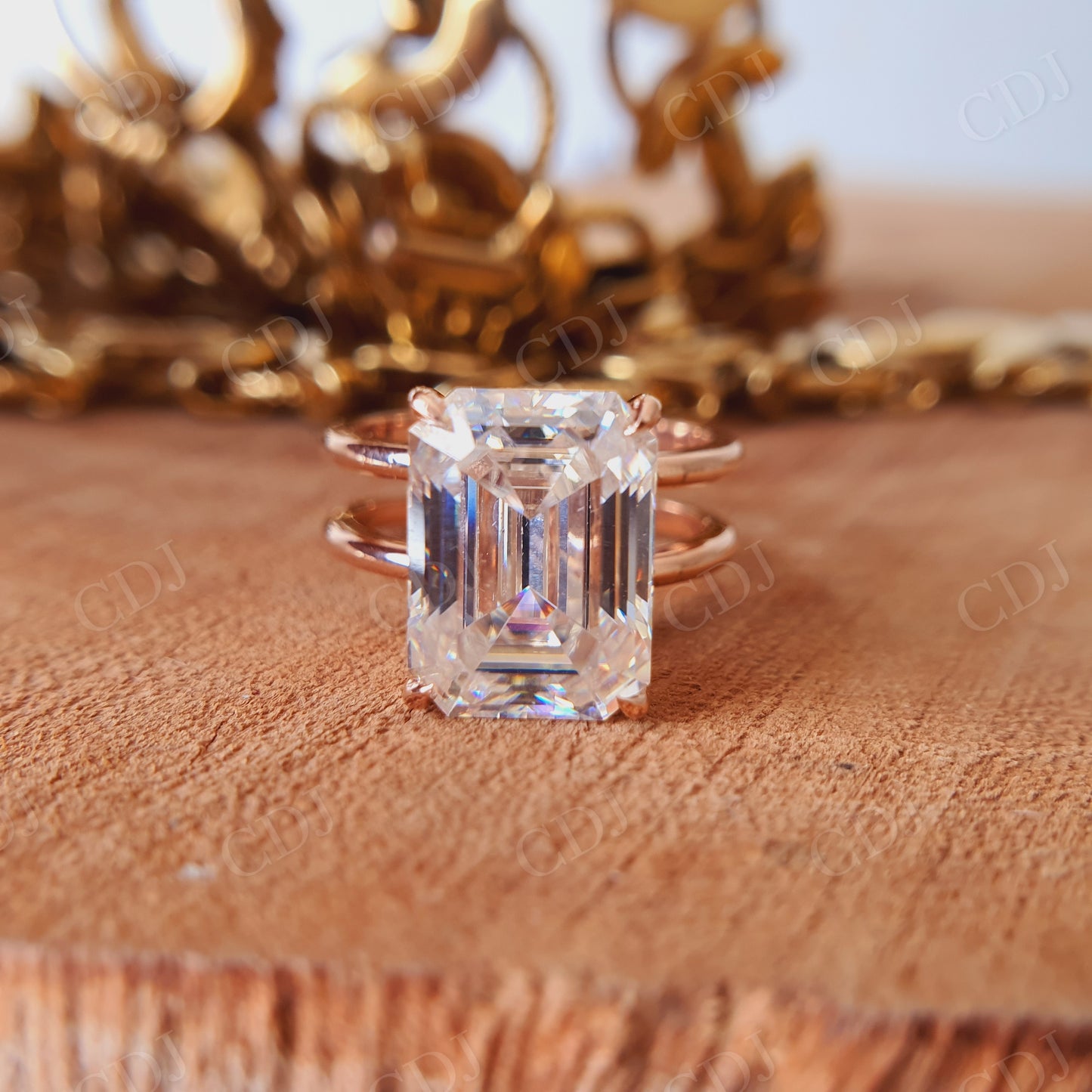 5.12CT Emerald Cut Moissanite Engagement Ring