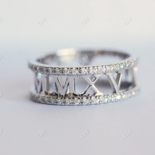 0.50CTW Full Eternity Diamond Roman Numerals Double Band Ring  customdiamjewel 10KT White Gold VVS-EF