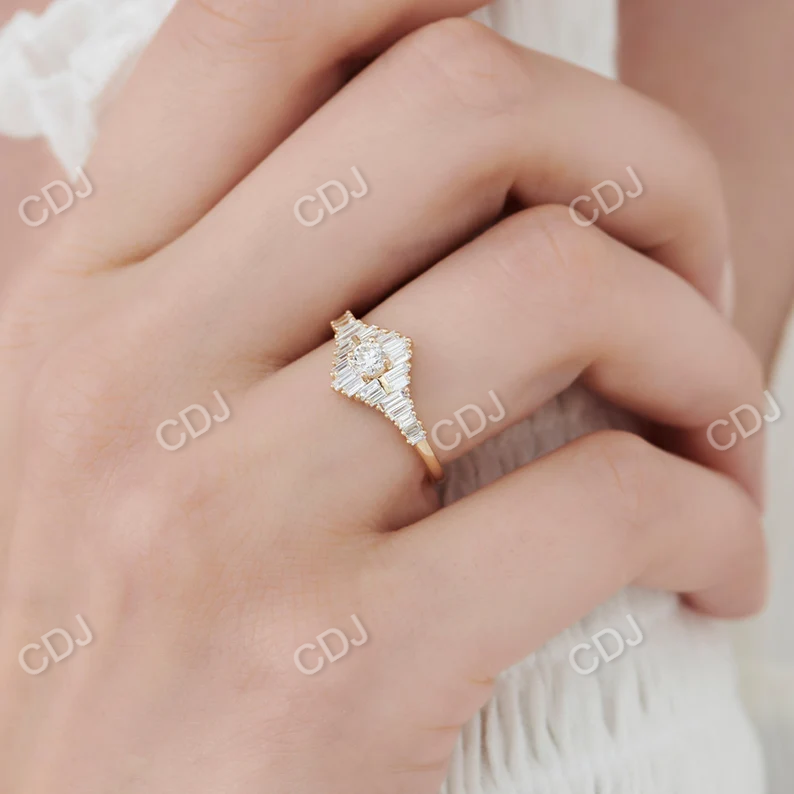 0.82CTW Art Deco Baguette Lab Grown Diamond Wedding Ring  customdiamjewel   