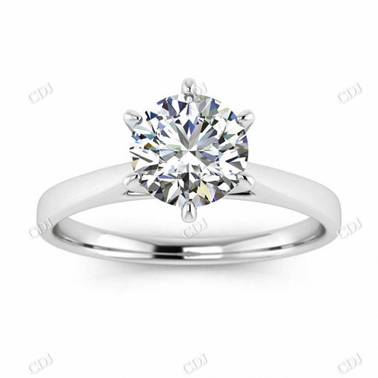 Round Cut Moissanite 14K White Gold 6 Prong Solitaire Ring  customdiamjewel 10KT White Gold VVS-EF