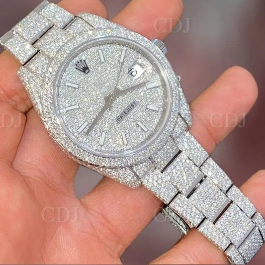 Rolex Mens Fully Iced Out Moissanite Watch customdiamjewel
