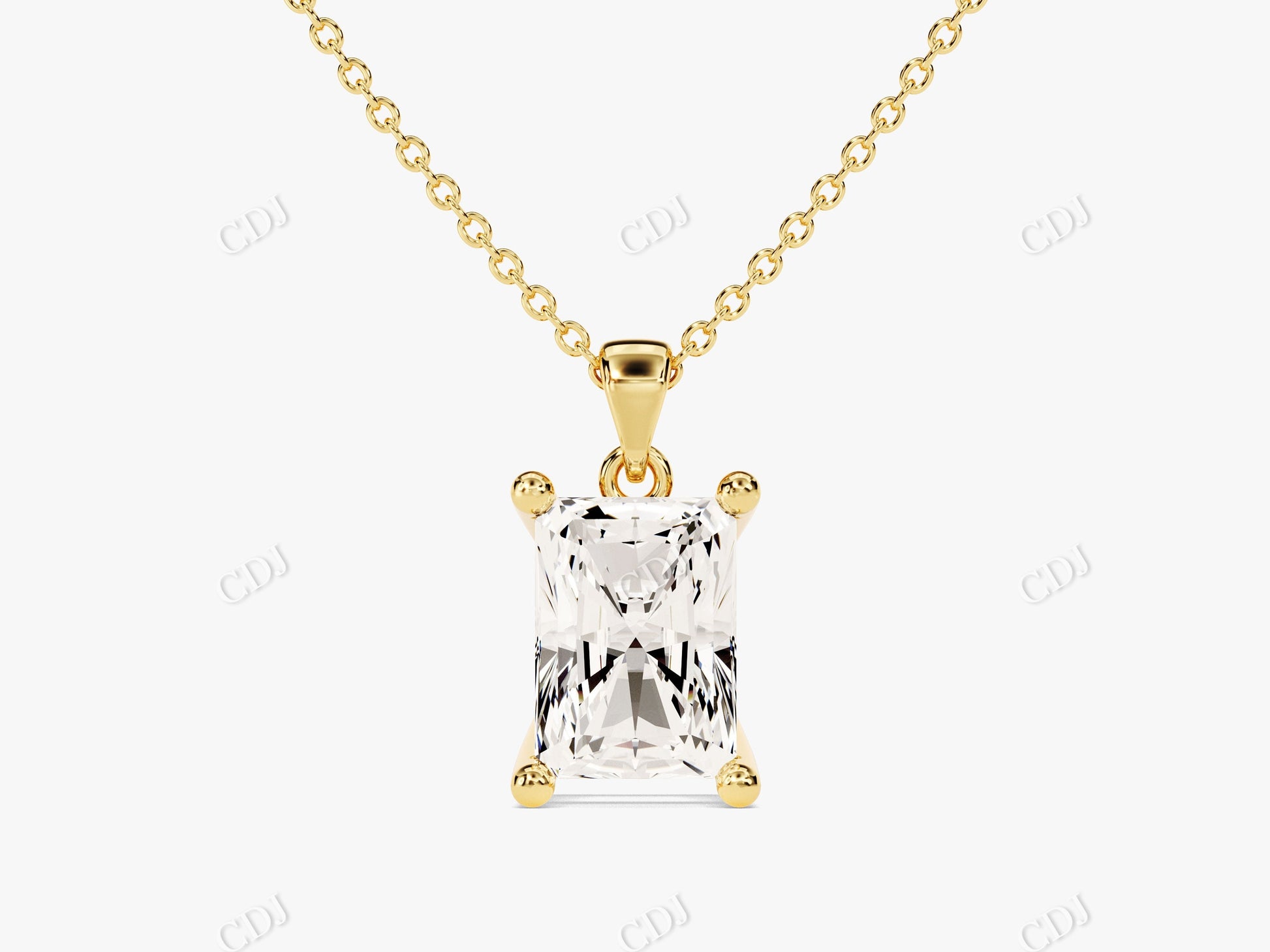 Classic Radiant Cut Moissanite Solitaire Necklace  customdiamjewel 10KT Yellow Gold VVS-EF