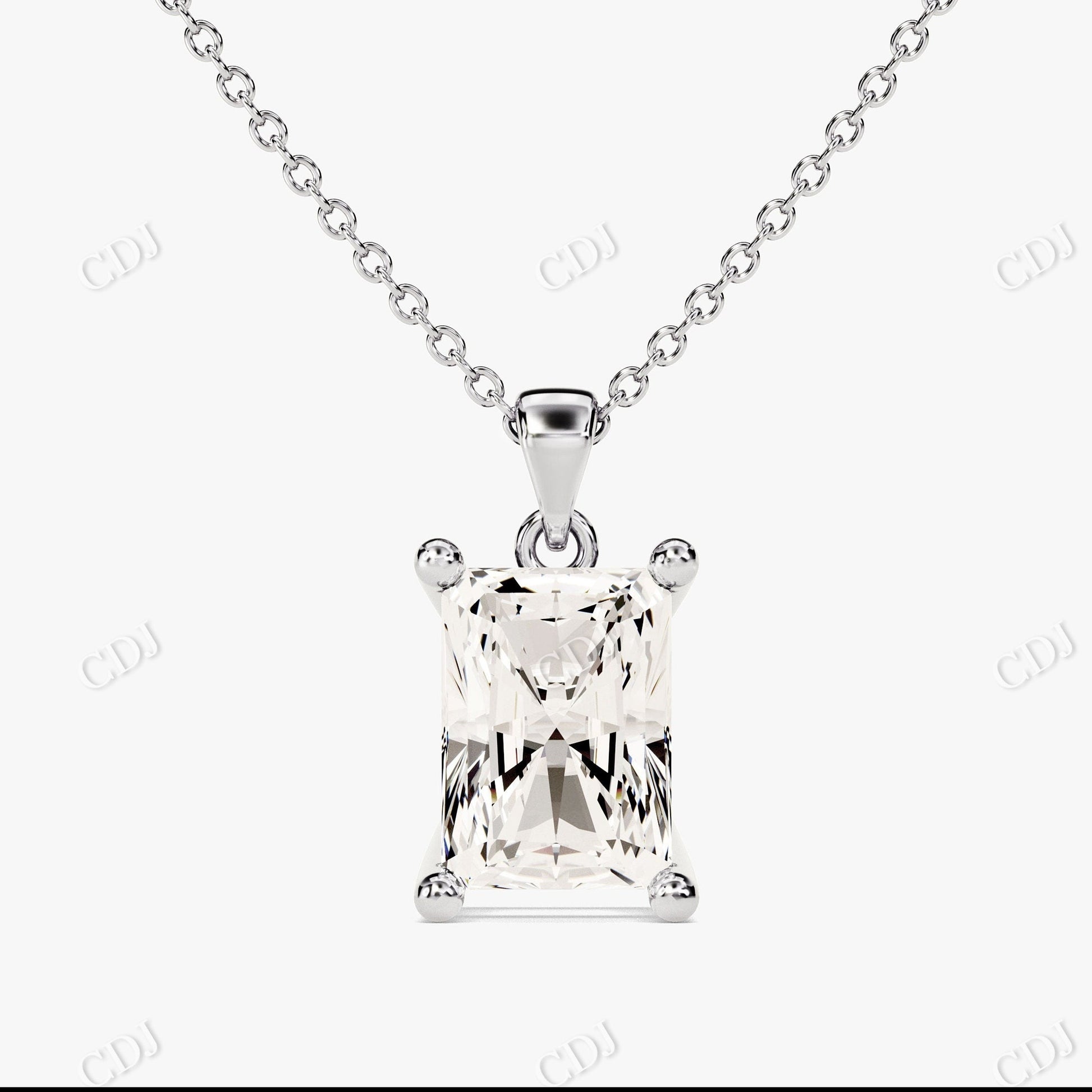 Classic Radiant Cut Moissanite Solitaire Necklace  customdiamjewel 10KT White Gold VVS-EF