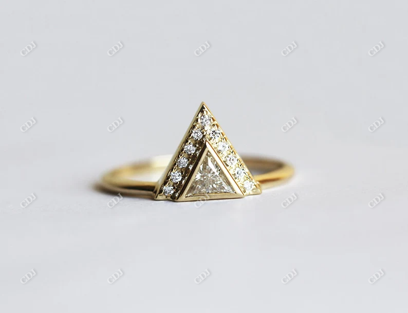 0.27CTW Triangle Cut Moissanite Halo Engagement Ring  customdiamjewel   
