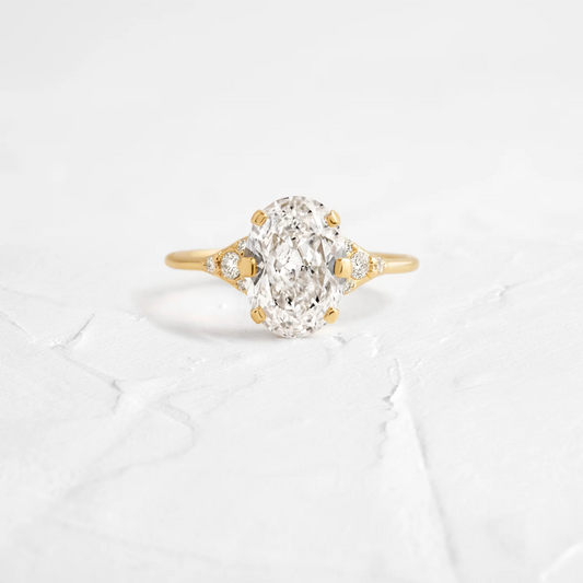 Oval Cut Moissanite Cluster Lady's Slipper Ring  customdiamjewel 10KT Yellow Gold VVS-EF