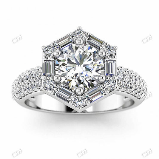 Antique Diamond Baguette And Round Cut Halo Eternity Ring  customdiamjewel 10KT White Gold VVS-EF