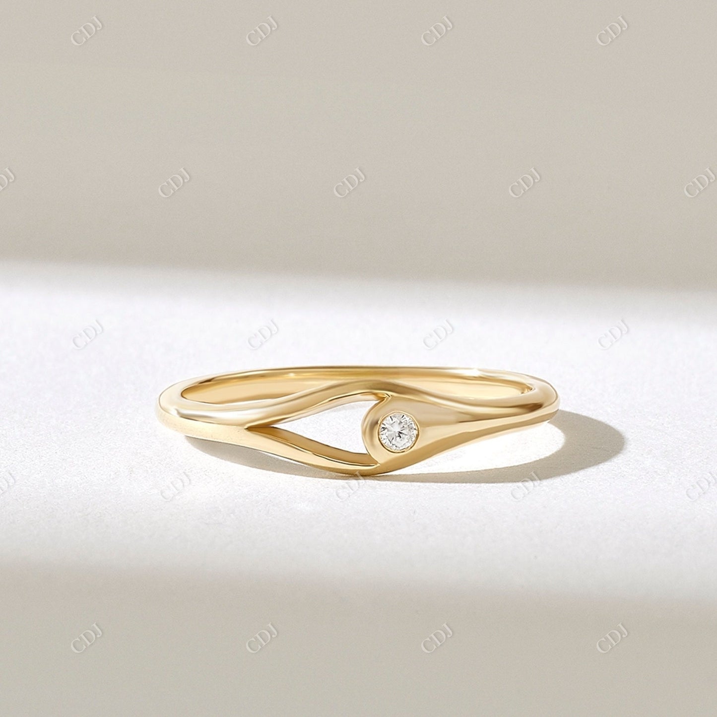 0.06CT Round Lab Grown Diamond Open Bezel Eye Design Ring