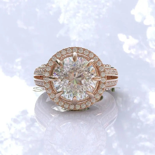 Art Deco Portuguese Cut Moissanite Engagement Ring  customdiamjewel 10KT Rose Gold VVS-EF