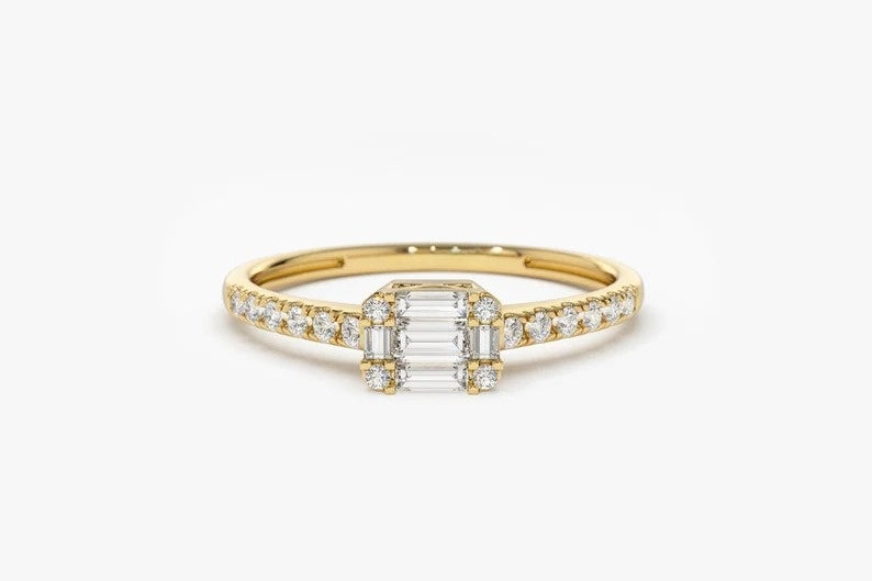 0.33CTW East West Baguette Lab Grown Wedding Ring  customdiamjewel 10KT Yellow Gold VVS-EF