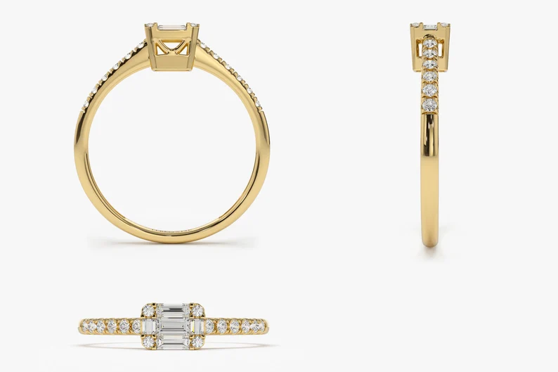 0.33CTW East West Baguette Lab Grown Wedding Ring  customdiamjewel   