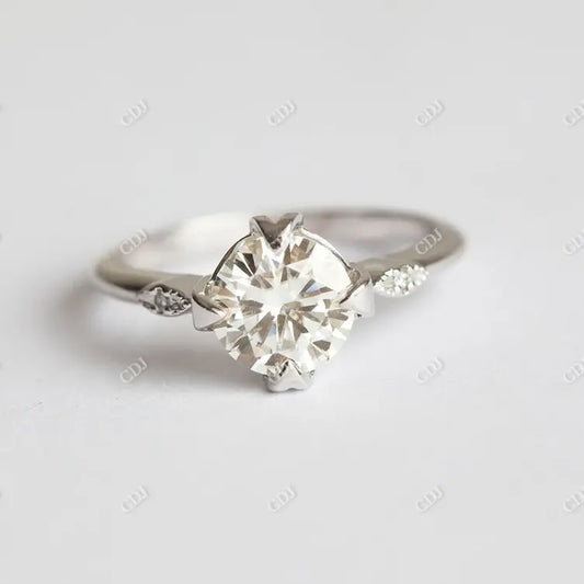 1.30CT Round Cut Moissanite Unique Engagement Ring  customdiamjewel 10KT White Gold VVS-EF