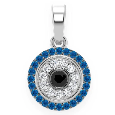 925 Silver Round Evil Eye Diamond Pendant customdiamjewel