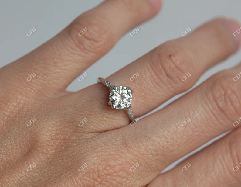 1.30CT Round Cut Moissanite Unique Engagement Ring