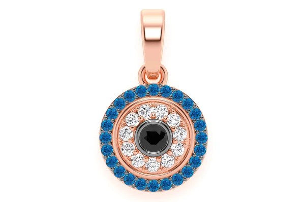 925 Silver Round Evil Eye Diamond Pendant customdiamjewel
