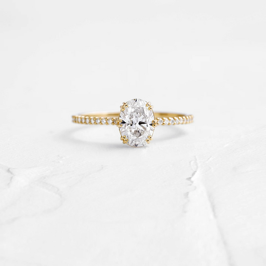 Oval Cut Moissanite Antique Prong Set Engagement Ring  customdiamjewel 10KT Yellow Gold VVS-EF