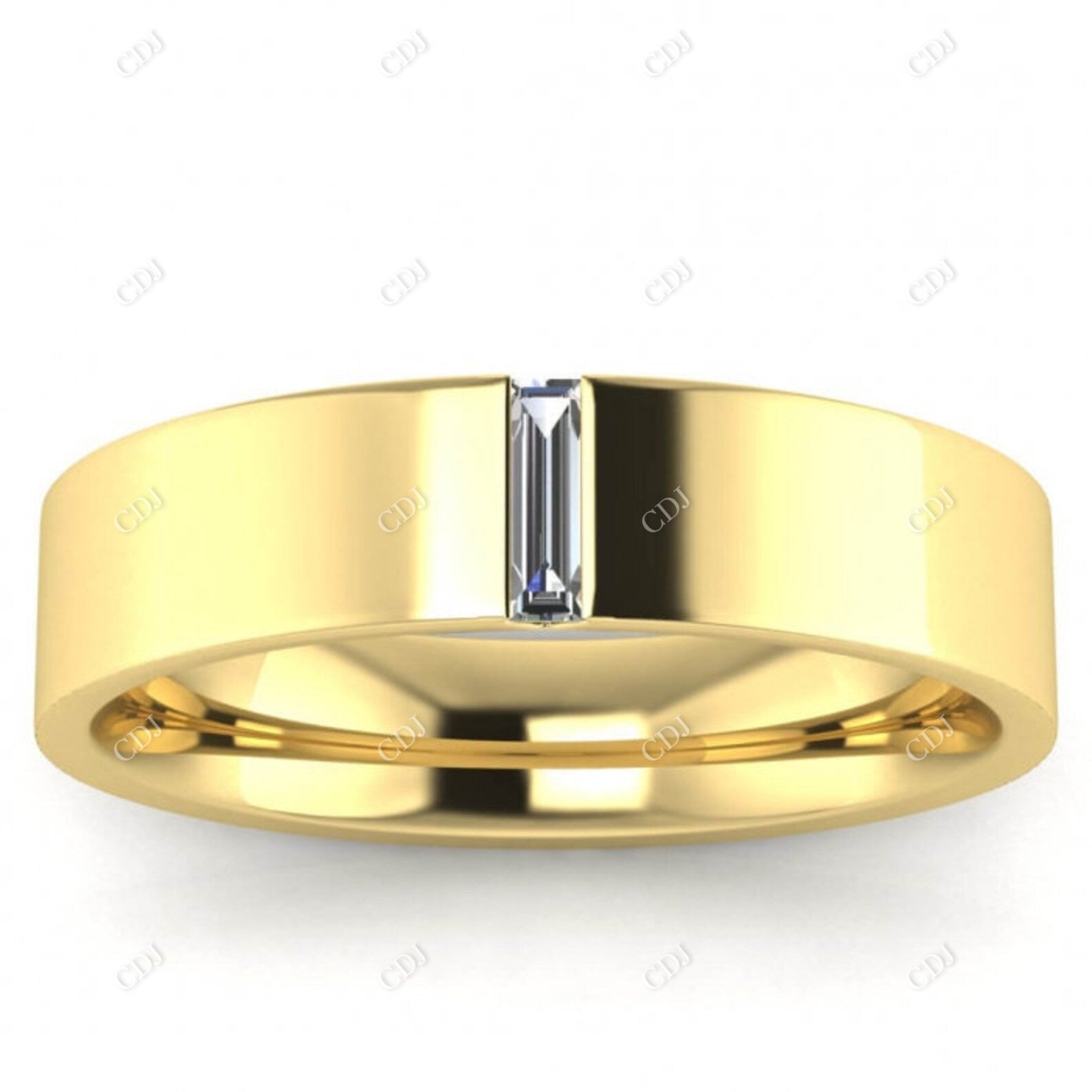 0.10CTW Baguette Lab Grown Diamond Thick Wedding Band  customdiamjewel 10KT Yellow Gold VVS-EF