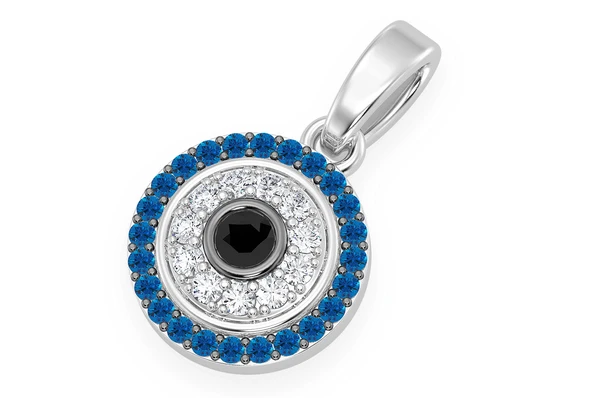 925 Silver Round Evil Eye Diamond Pendant customdiamjewel