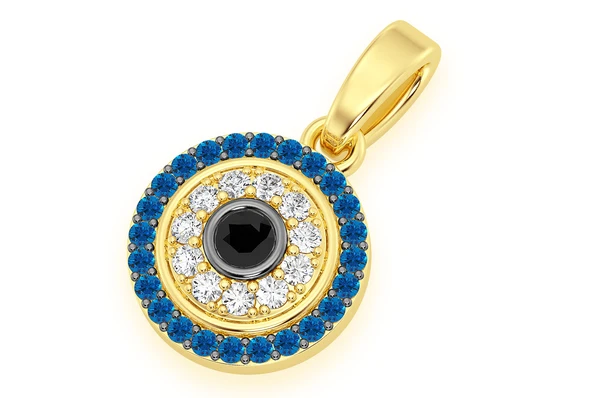 925 Silver Round Evil Eye Diamond Pendant customdiamjewel