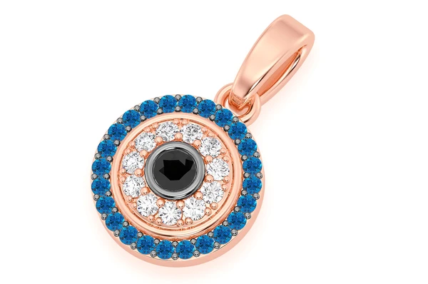 925 Silver Round Evil Eye Diamond Pendant customdiamjewel