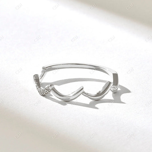 0.07CTW Round Cut CVD Ups And Down Curved Wedding Band  customdiamjewel 10KT White Gold VVS-EF