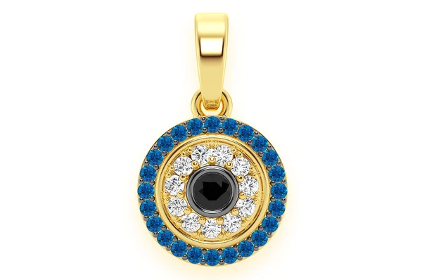 925 Silver Round Evil Eye Diamond Pendant customdiamjewel
