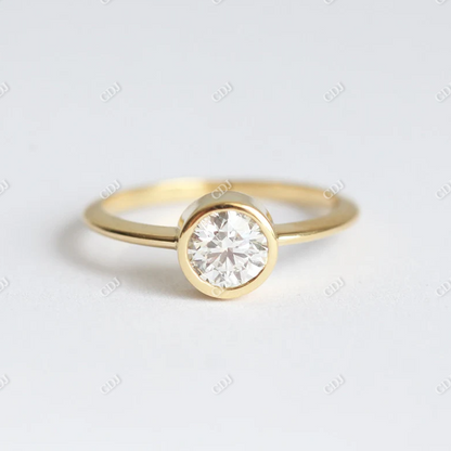 0.7CT Round Cut Moissanite Bezel Set Solitaire Dimond Engagement Ring  customdiamjewel 10KT Yellow Gold VVS-EF